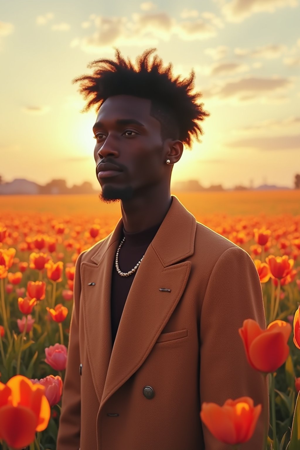 man | standing in field full of flowers | detailed gorgeous face! ! | full body! ! | god rays | intricate | elegant | realistic | hyperrealistic | cinematic | character design | concept art | illustration | digital art | digital painting | depth of field