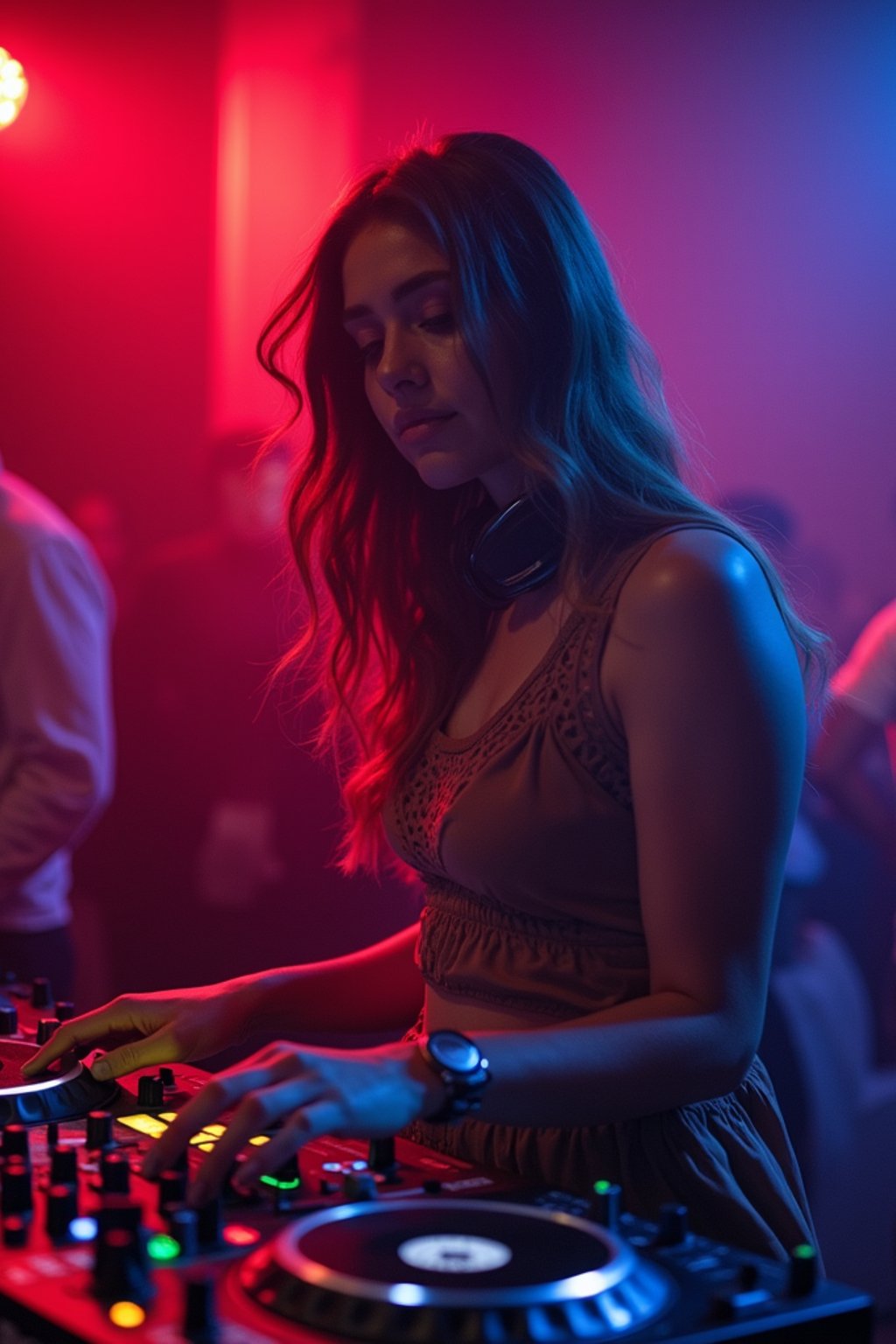 woman as DJ dj-ing in the club