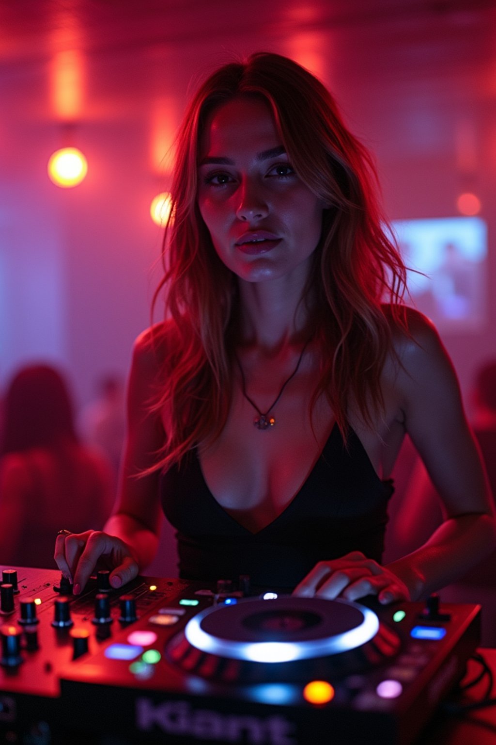 woman as DJ dj-ing in the club