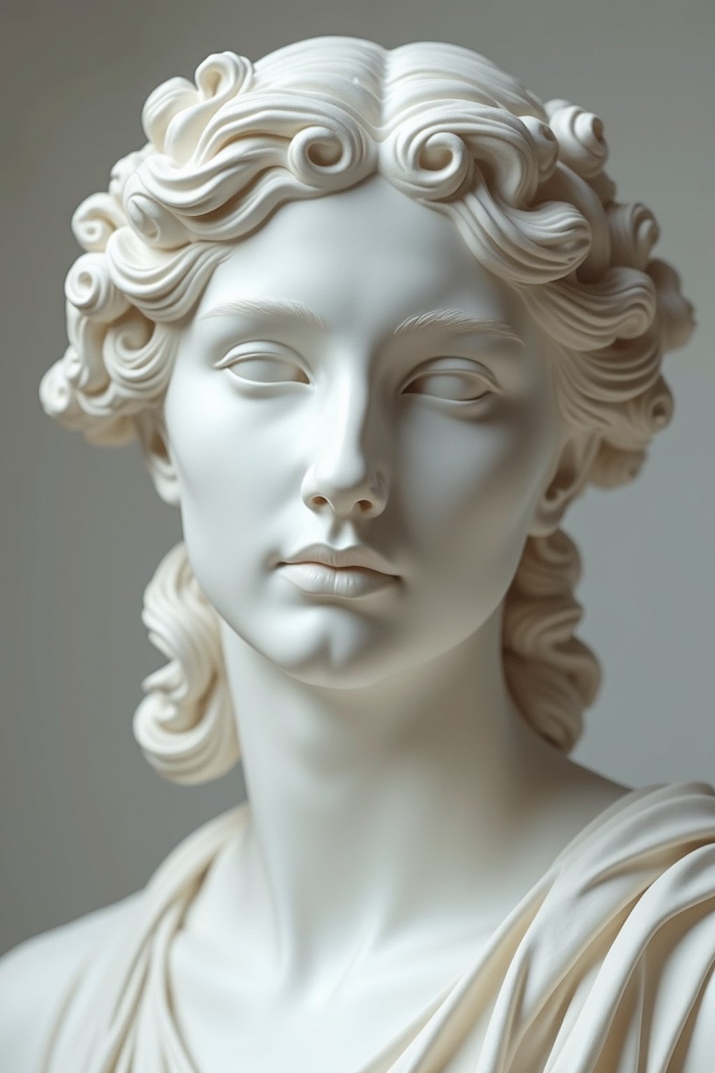 woman as White Marble classical Greek Marble Sculpture. white. no colors