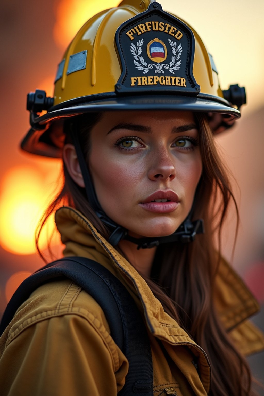 woman as a Firefighter. highly detailed