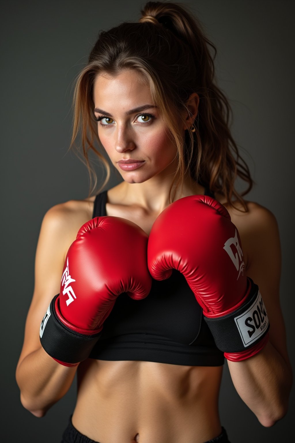 woman as a Boxer wearing Boxing Gloves