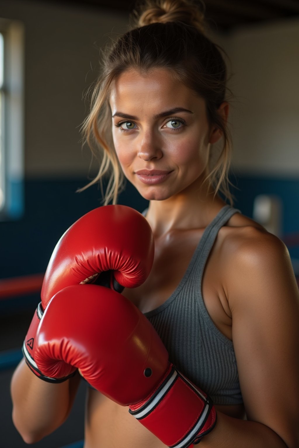 woman as a Boxer wearing Boxing Gloves