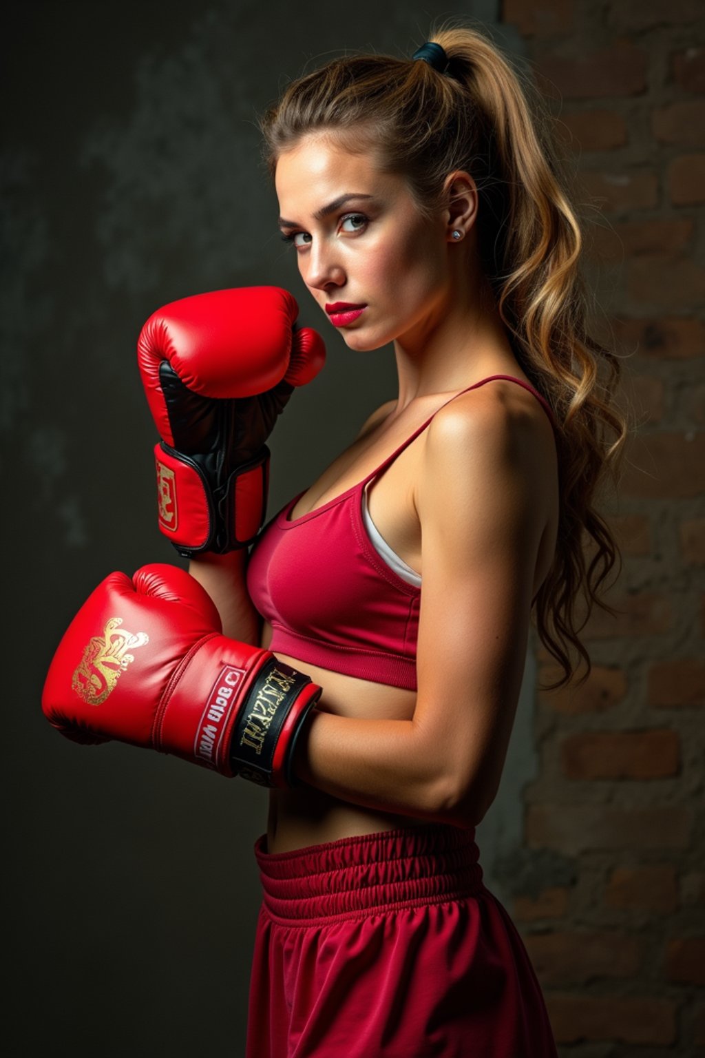 woman as a Boxer wearing Boxing Gloves