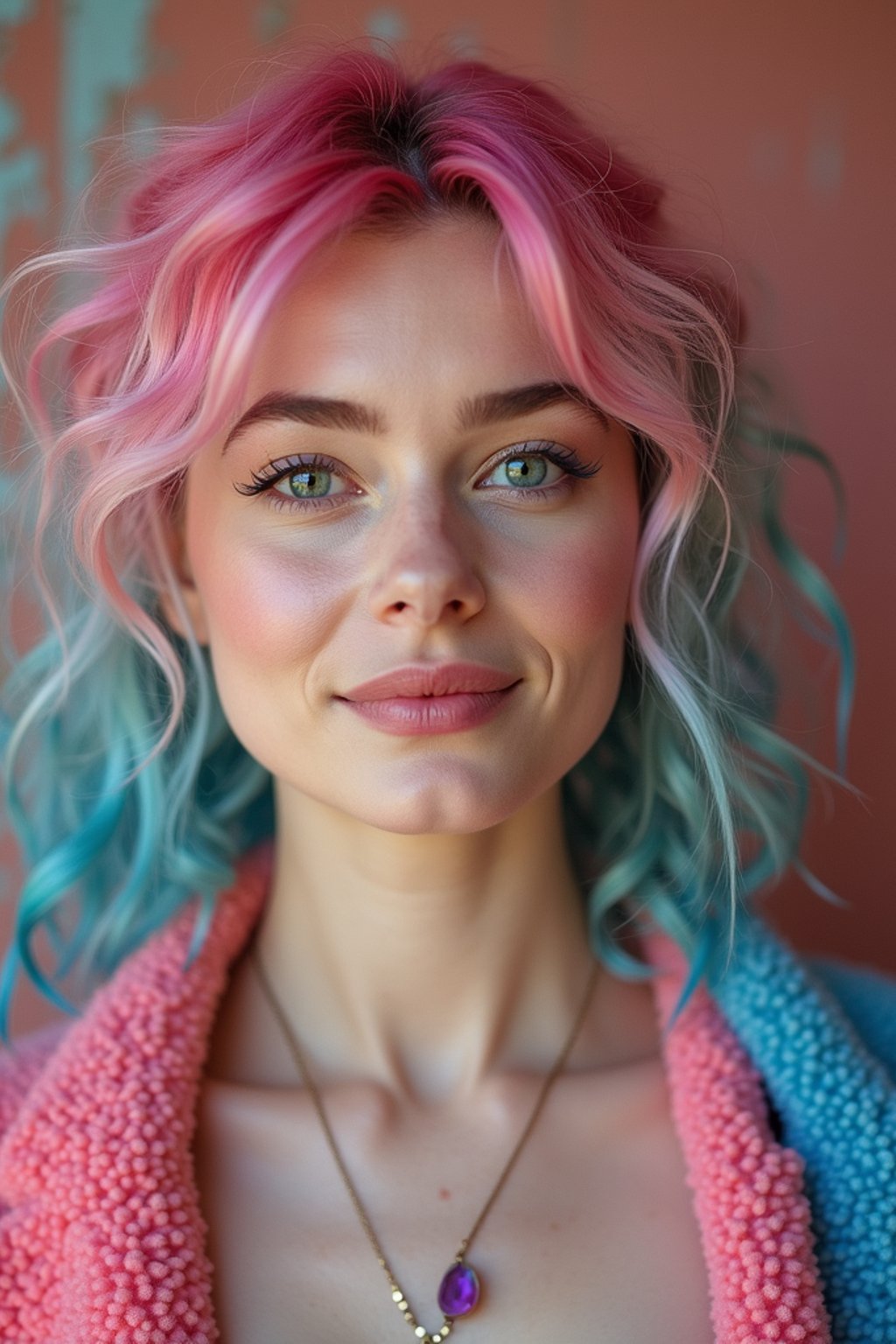 woman as a progressive LGBTQ activist feminist with pink or blue hair