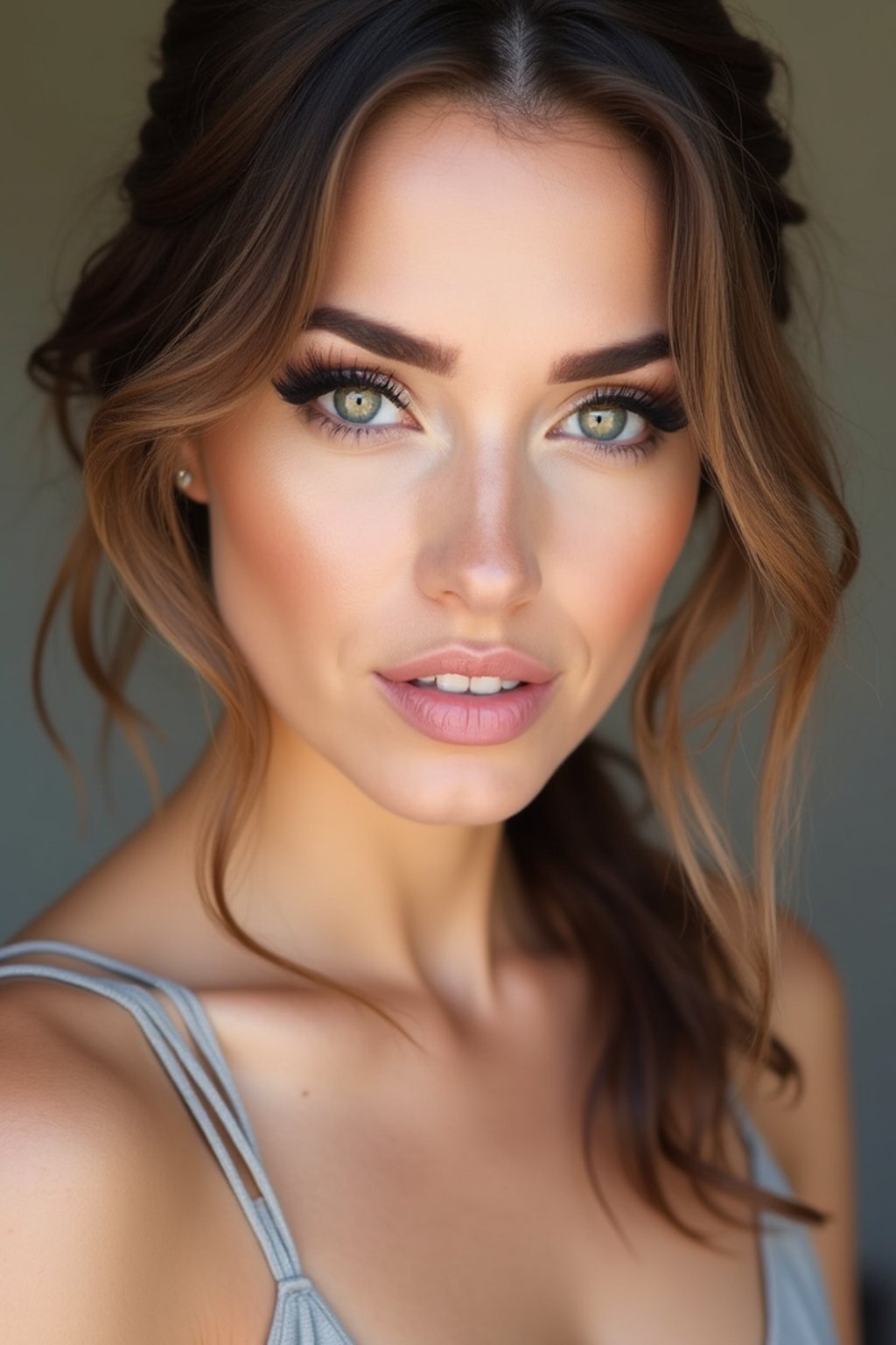 make up ideas for woman. fake eyelashes, perfect cat eyeliner, light pink lipstick