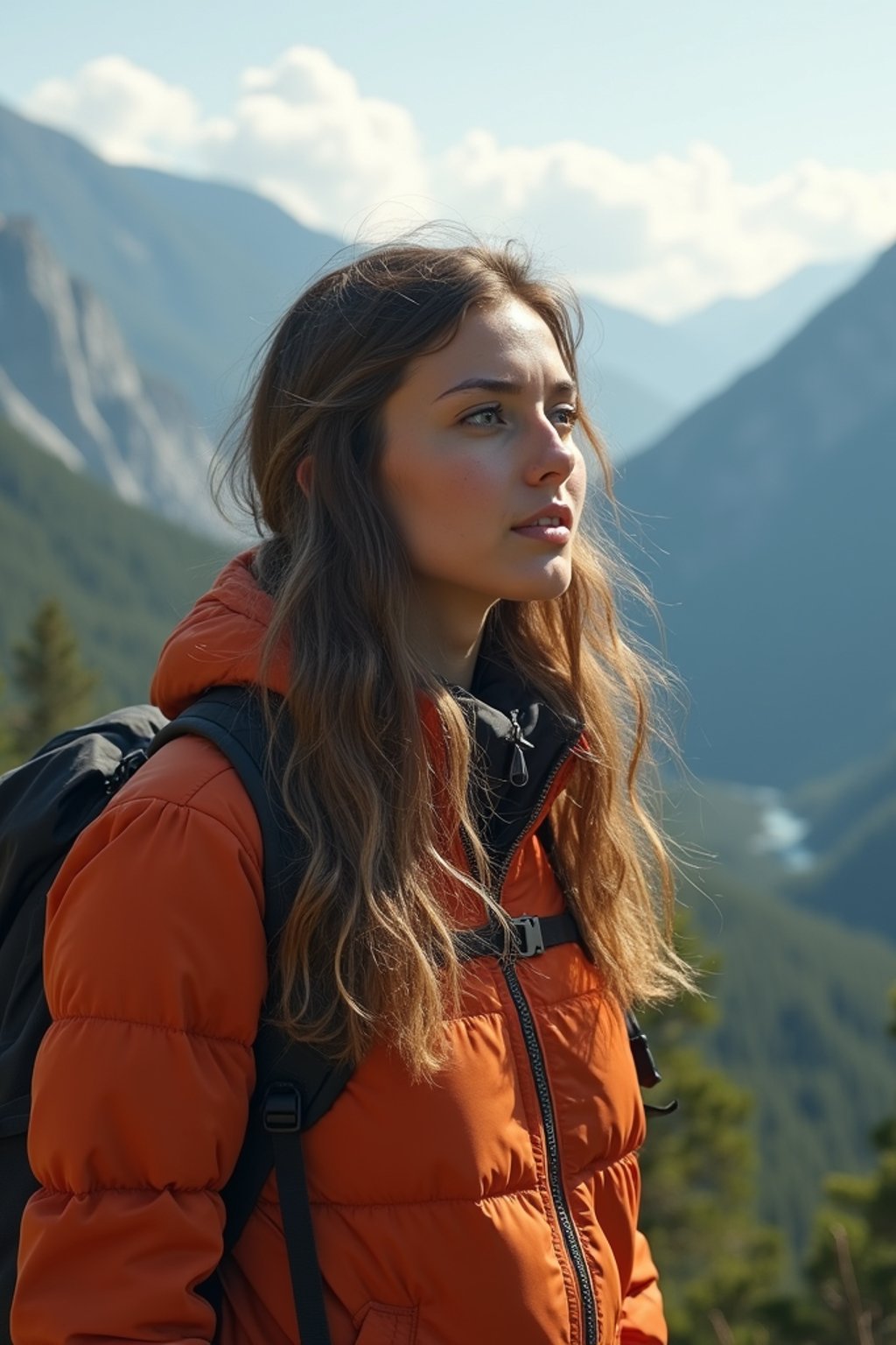 woman hiking in mountains