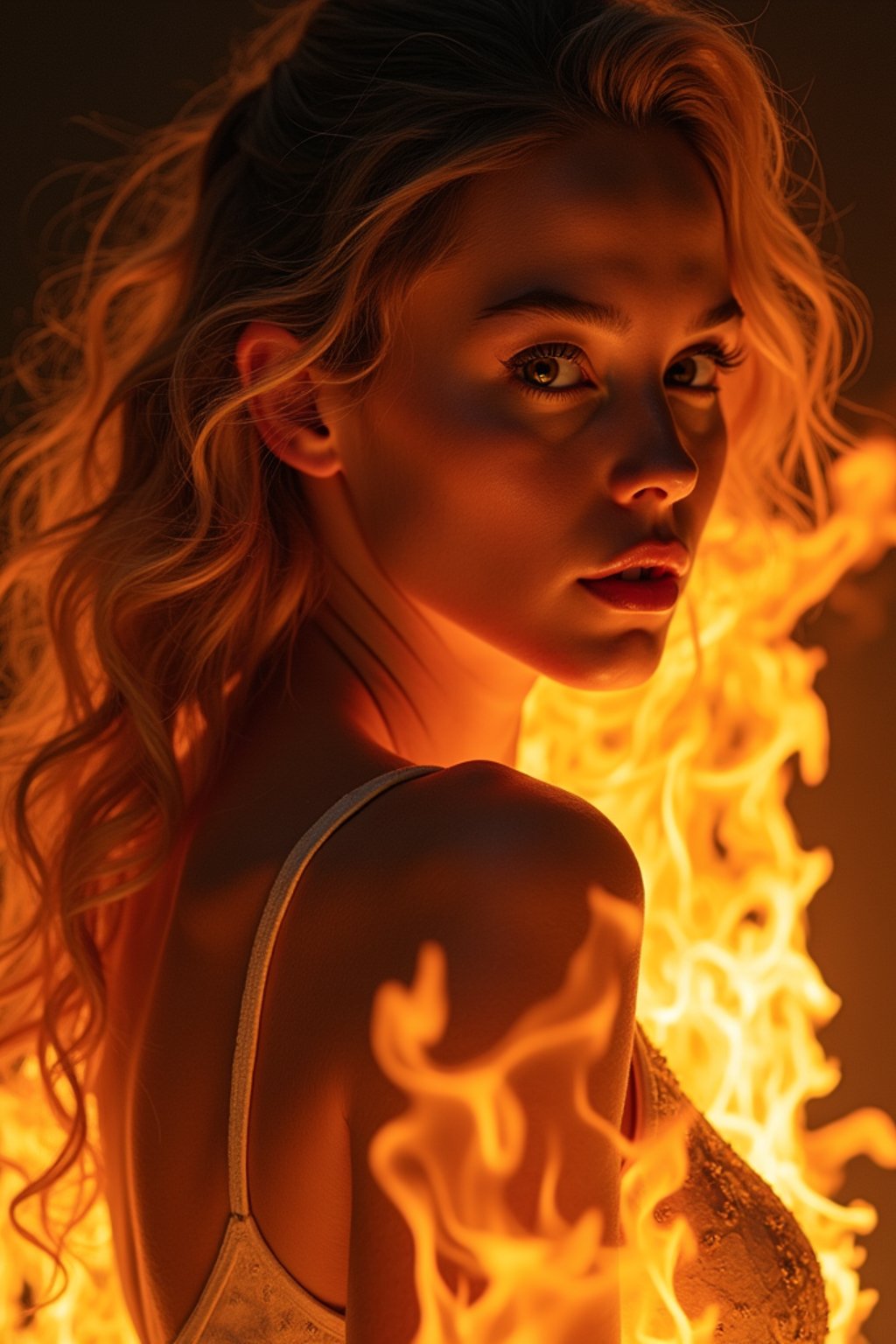 woman set in fire