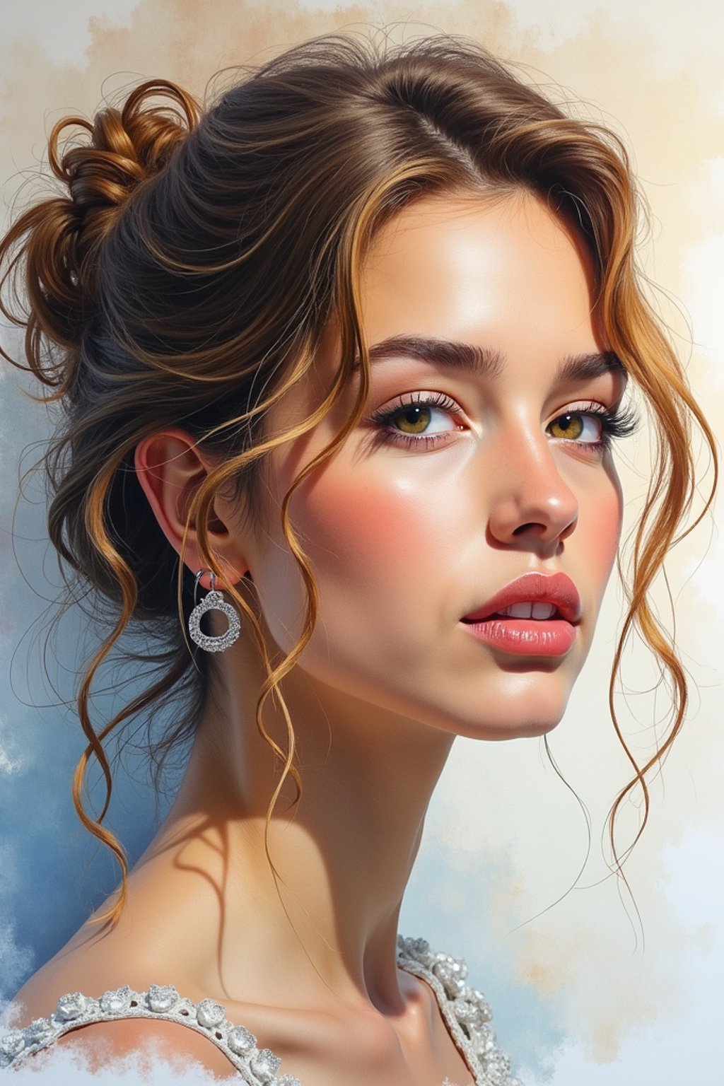 woman as water color on paper, master painter painting a mural, highly detailed, artstation, masterpiece, award - winning