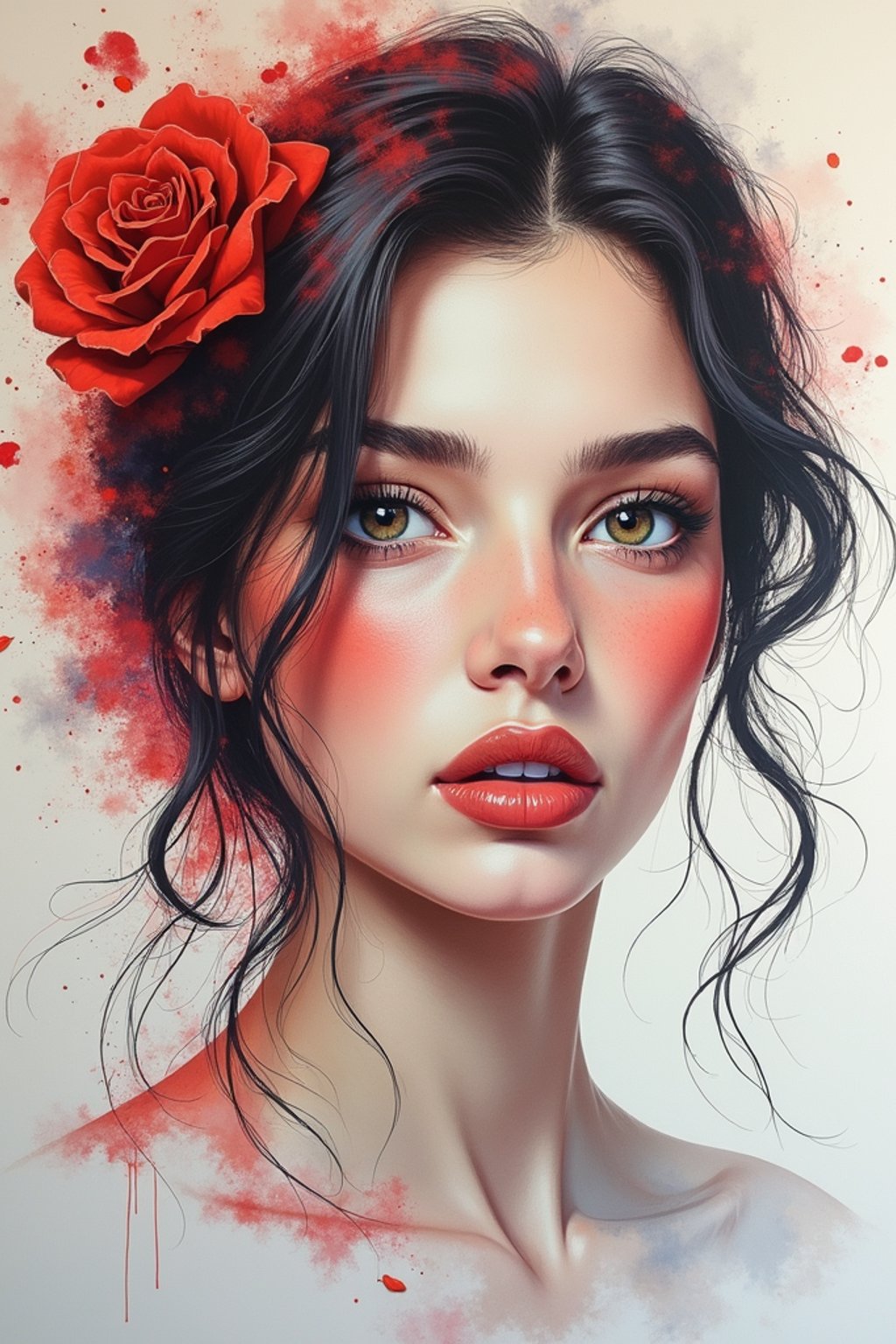 woman as water color on paper, master painter painting a mural, highly detailed, artstation, masterpiece, award - winning