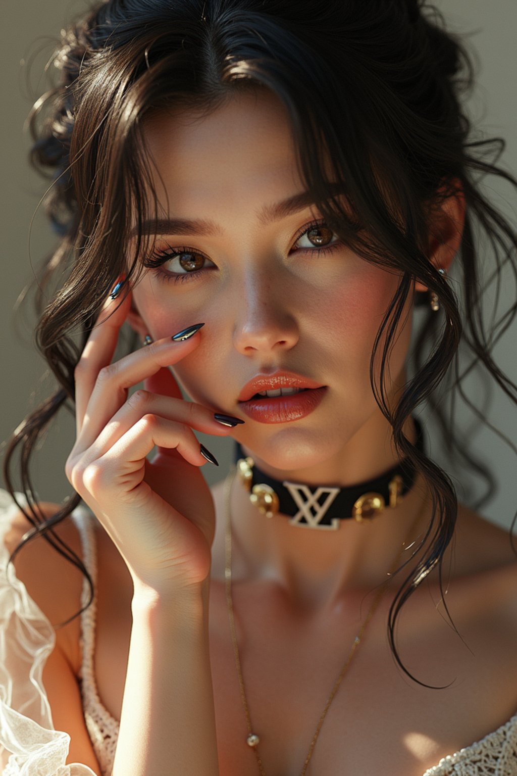 a  pin up as a beautiful fashion charming dreamlike woman with lv jewelry, character art, art by artgerm lau and wlop and and ilya kuvshinov and john singer sargent, hyperdetailed, 8 k realistic, symmetrical, frostbite 3 engine, cryengine, dof, trending on artstation, digital art