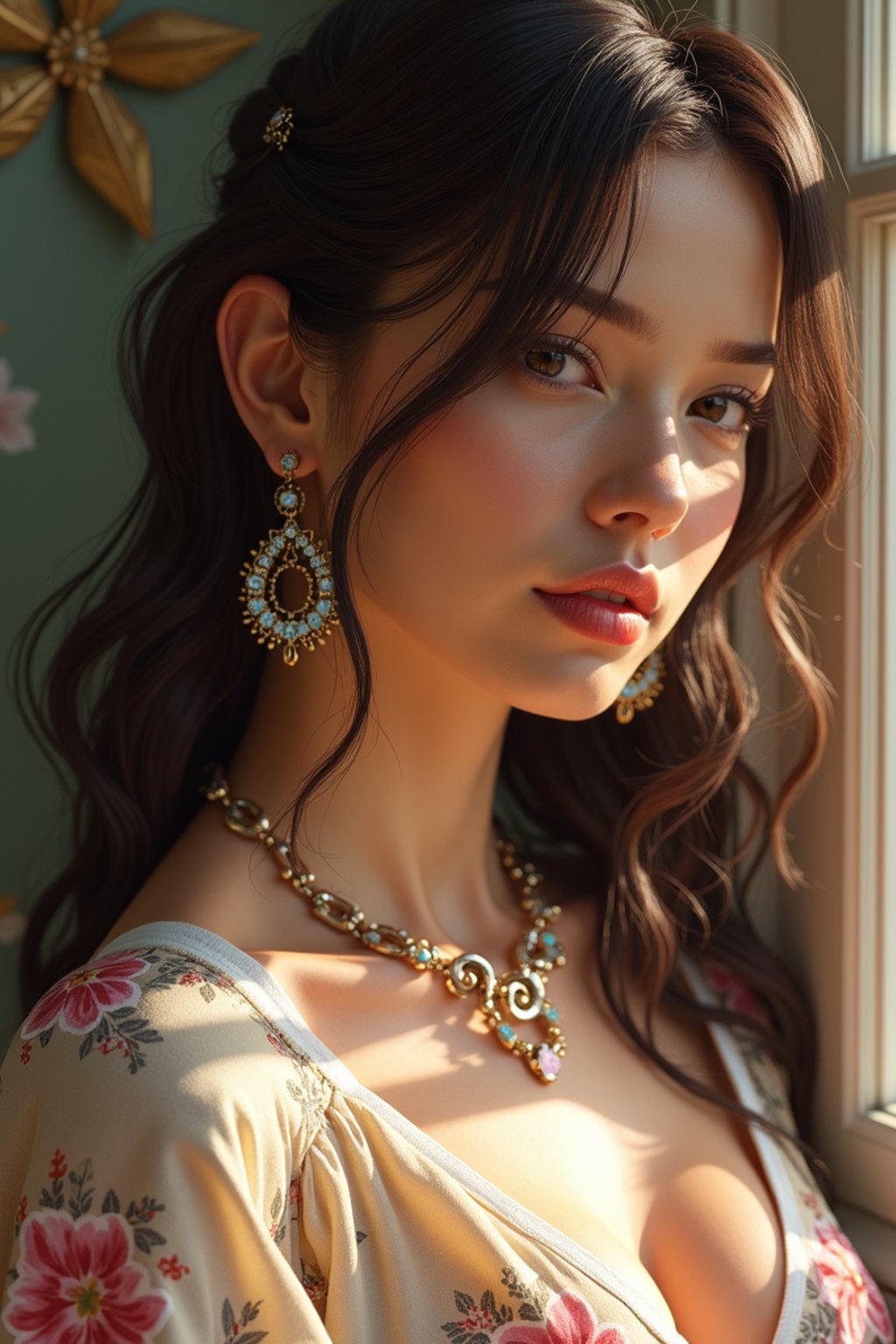 a  pin up as a beautiful fashion charming dreamlike woman with lv jewelry, character art, art by artgerm lau and wlop and and ilya kuvshinov and john singer sargent, hyperdetailed, 8 k realistic, symmetrical, frostbite 3 engine, cryengine, dof, trending on artstation, digital art