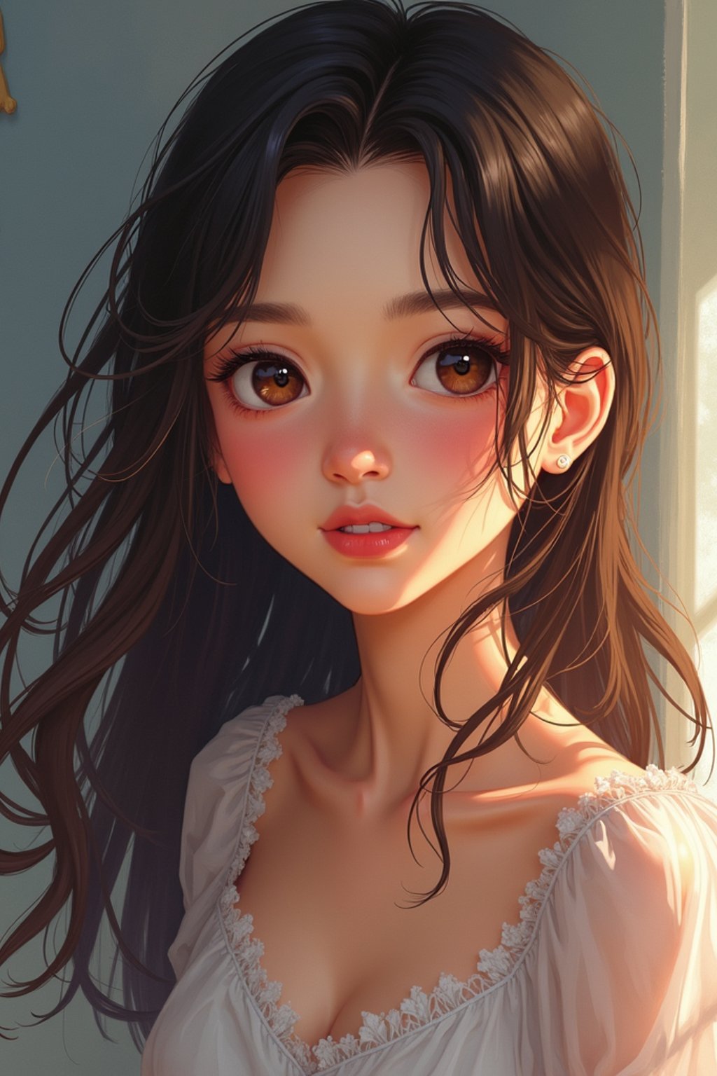 woman as concept art of a Ghibli anime illustration | | anime anime anime anime anime anime, cute - fine - face, pretty face, realistic shaded perfect face, fine details in the style of Ghibli Studios. by stanley artgerm lau, wlop, rossdraws, james jean, andrei riabovitchev, marc simonetti, and sakimichan, trending on artstation