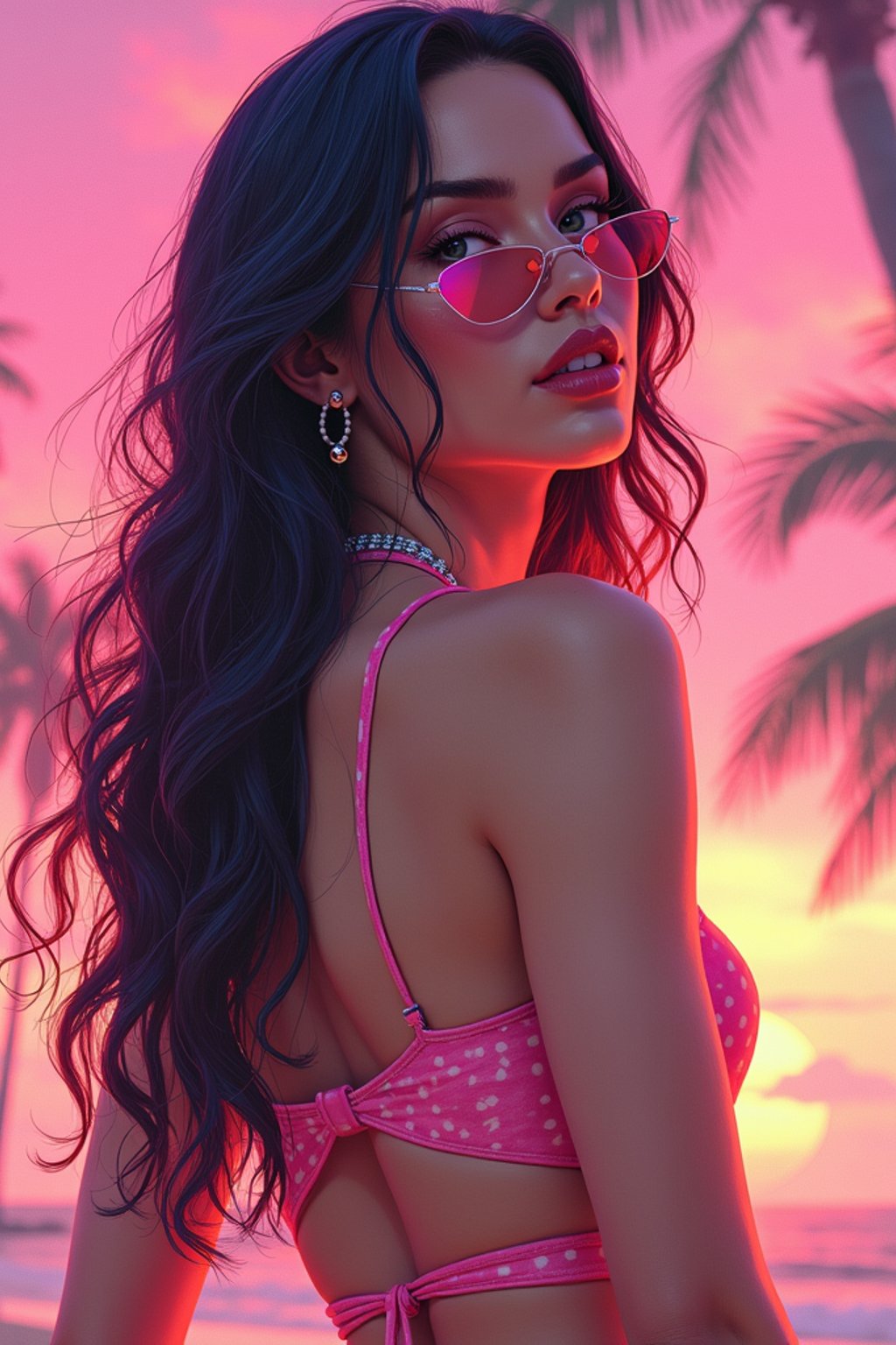 woman, gta vice city cover art, borderlands style, celshading, trending on artstation, by rhads, andreas rocha, rossdraws, makoto shinkai, laurie greasley, lois van baarle, ilya kuvshinov and greg rutkowski