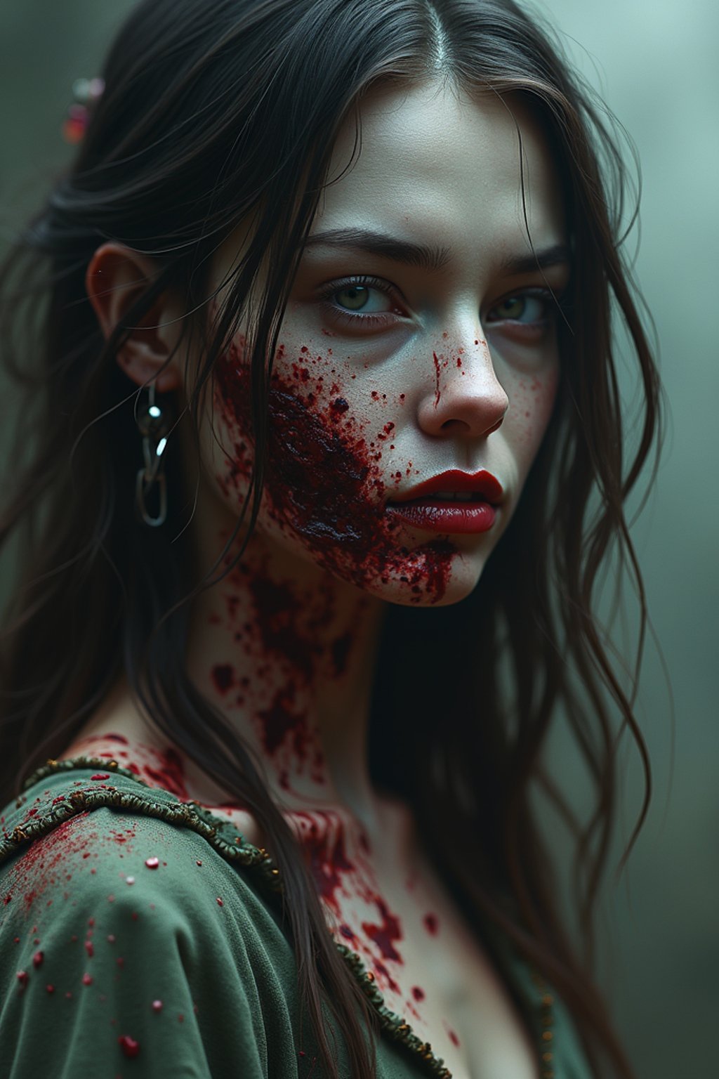 woman as a zombie, 7 days to die zombie, fine art, award winning, intricate, elegant, sharp focus, cinematic lighting, digital painting, 8 k concept art, art by guweiz and z. w. gu, masterpiece, trending on artstation, 8 k