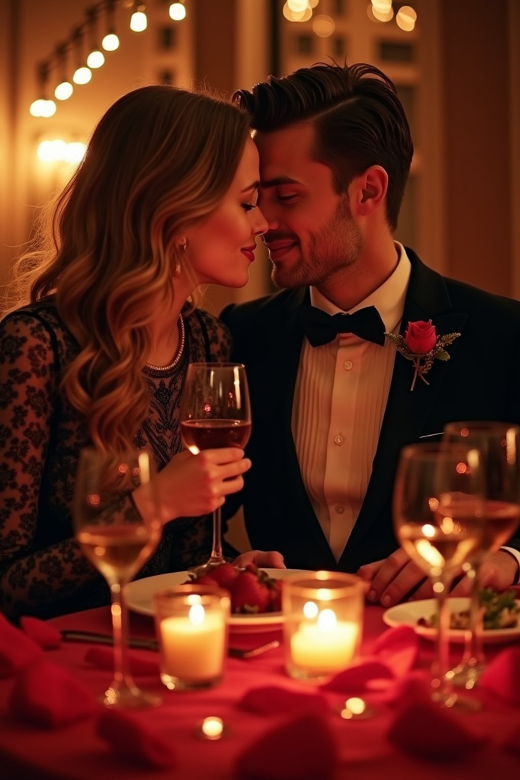 man celebrating Valentine's Day with romantic dinner