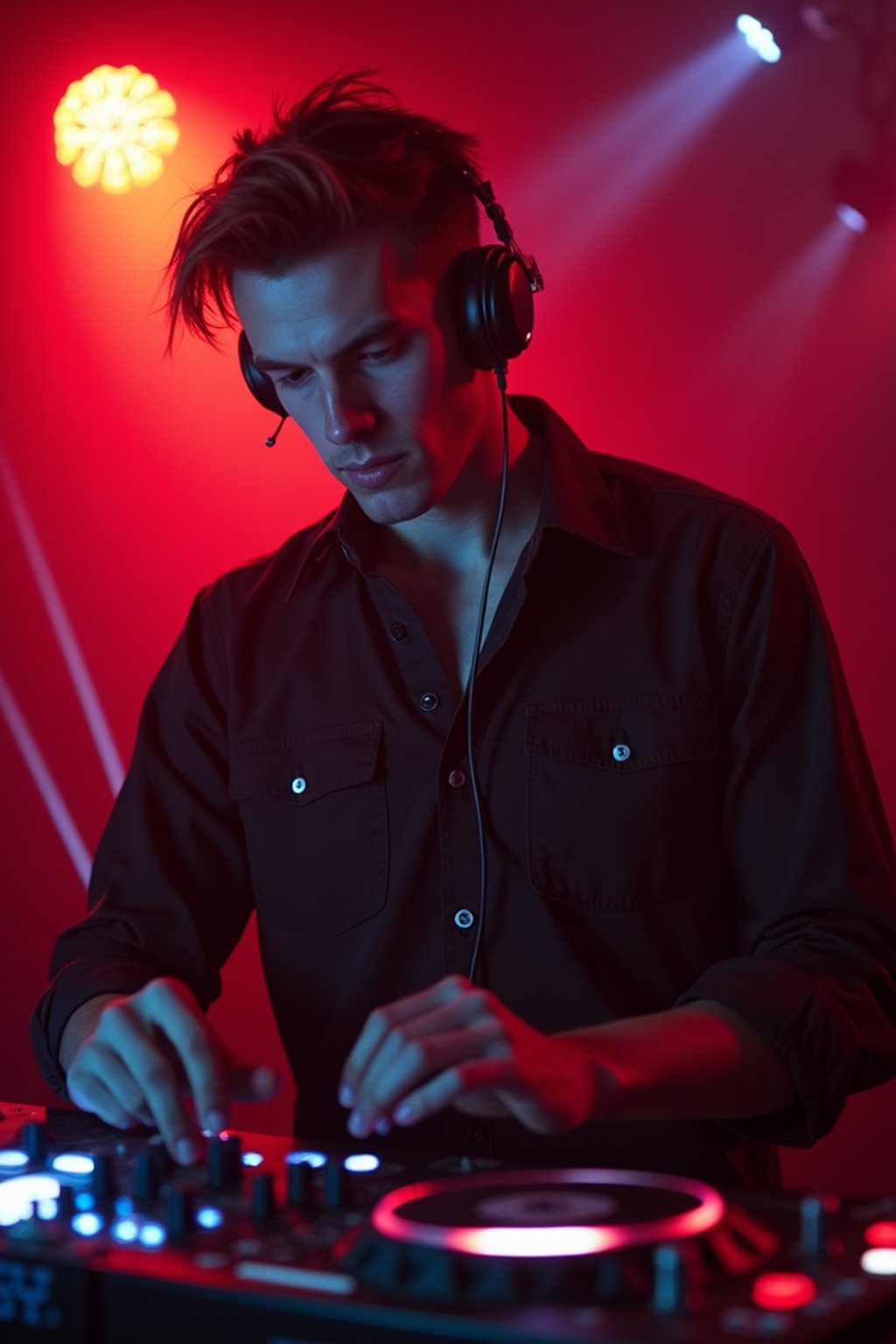 man as DJ dj-ing in the club