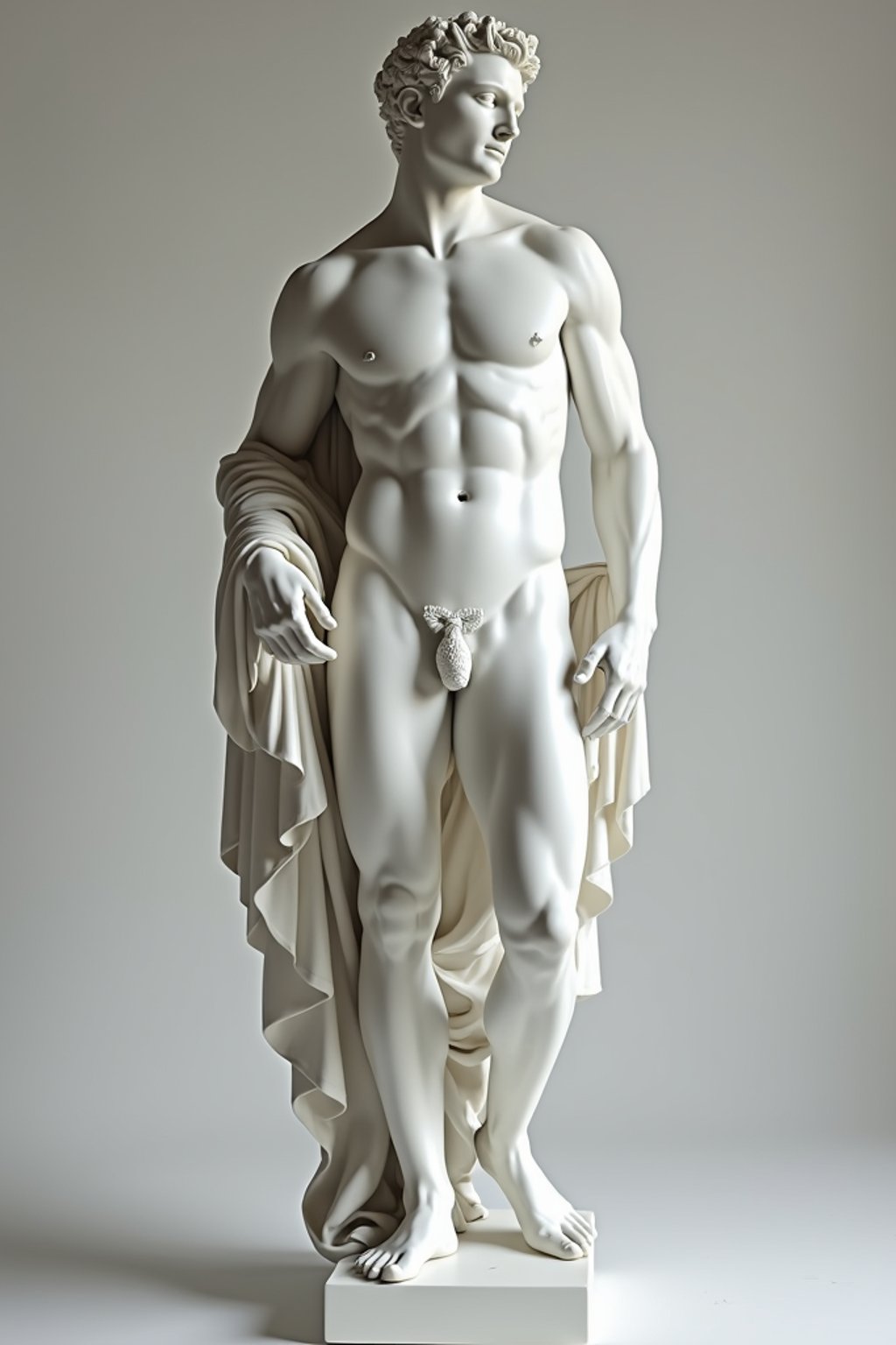 man as White Marble classical Greek Marble Sculpture. white. no colors