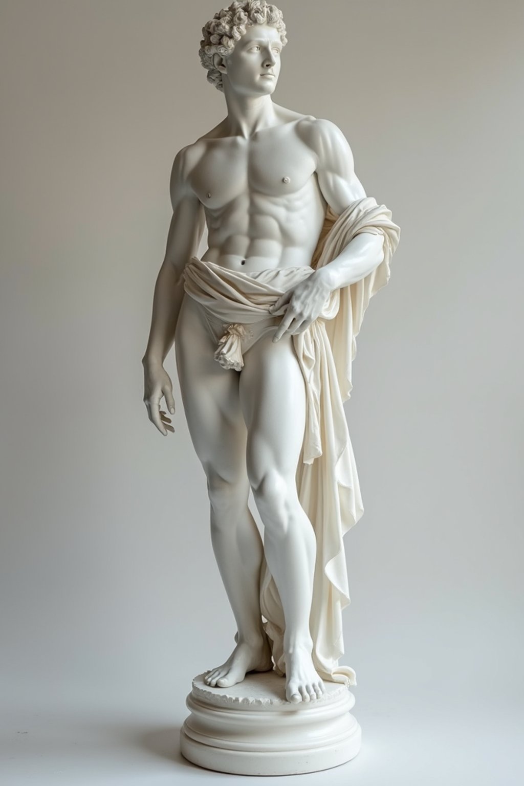 man as White Marble classical Greek Marble Sculpture. white. no colors