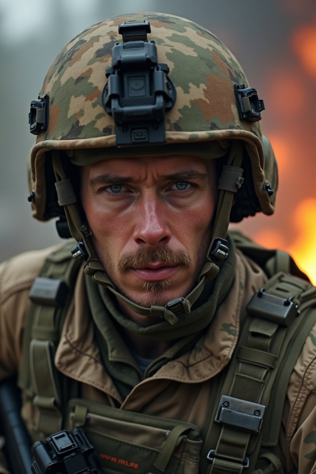 man as a US Navy Seal in firefight. highly detailed