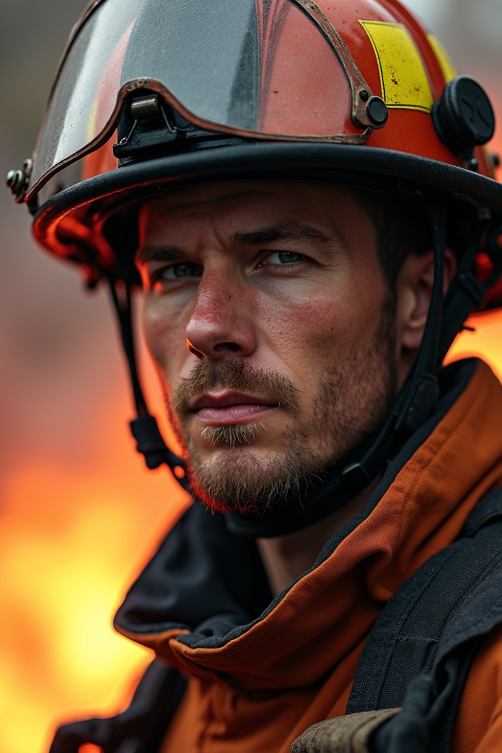 man as a Firefighter. highly detailed