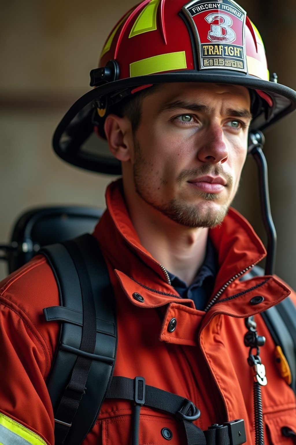 man as a Firefighter. highly detailed