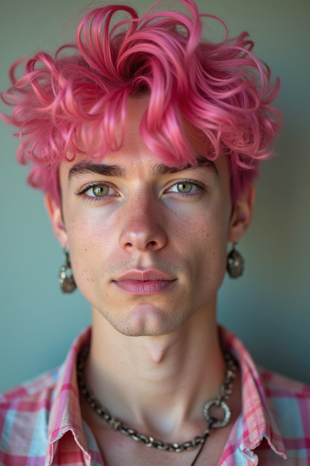 man as a progressive LGBTQ activist feminist with pink or blue hair