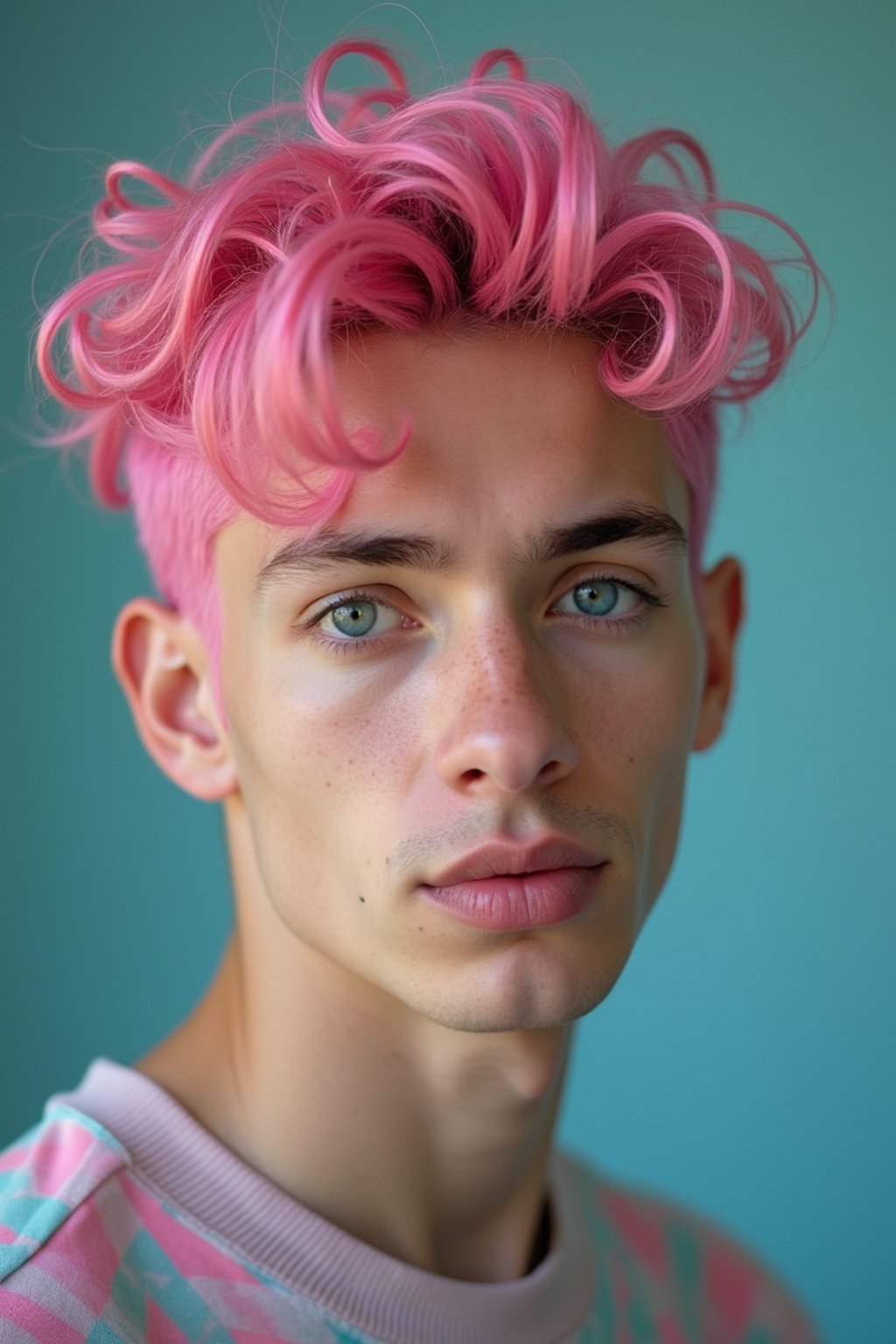 man as a progressive LGBTQ activist feminist with pink or blue hair