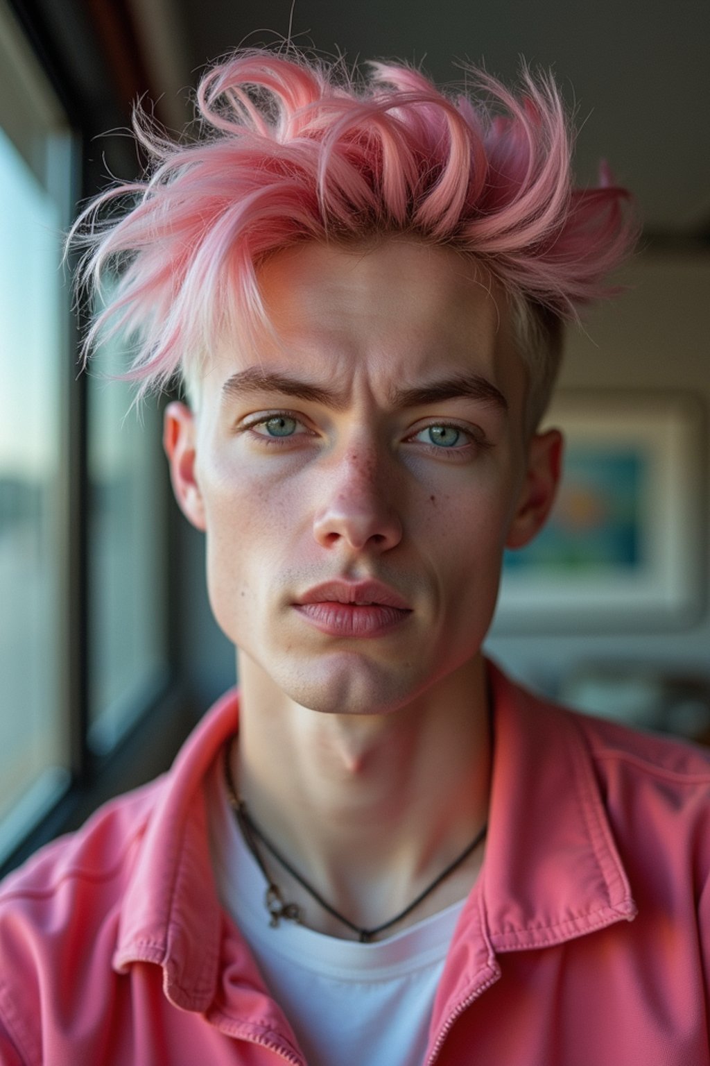 man as a progressive LGBTQ activist feminist with pink or blue hair