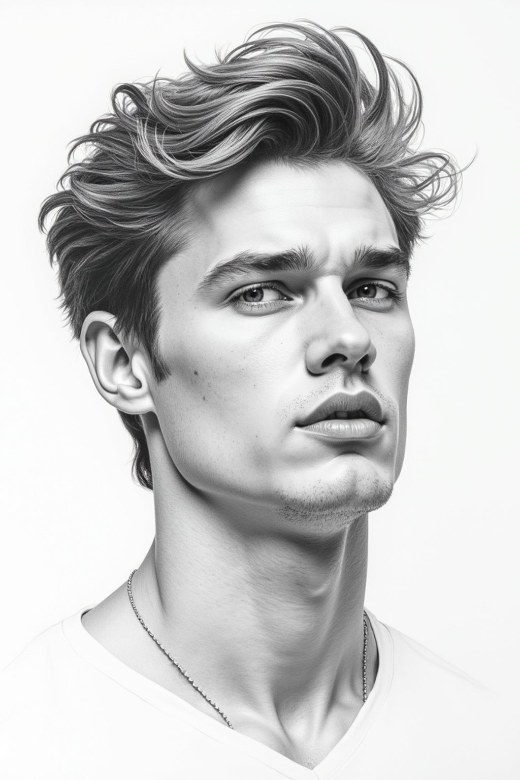 man drawn as line art sketch with pencil. fine details. extremely detailed