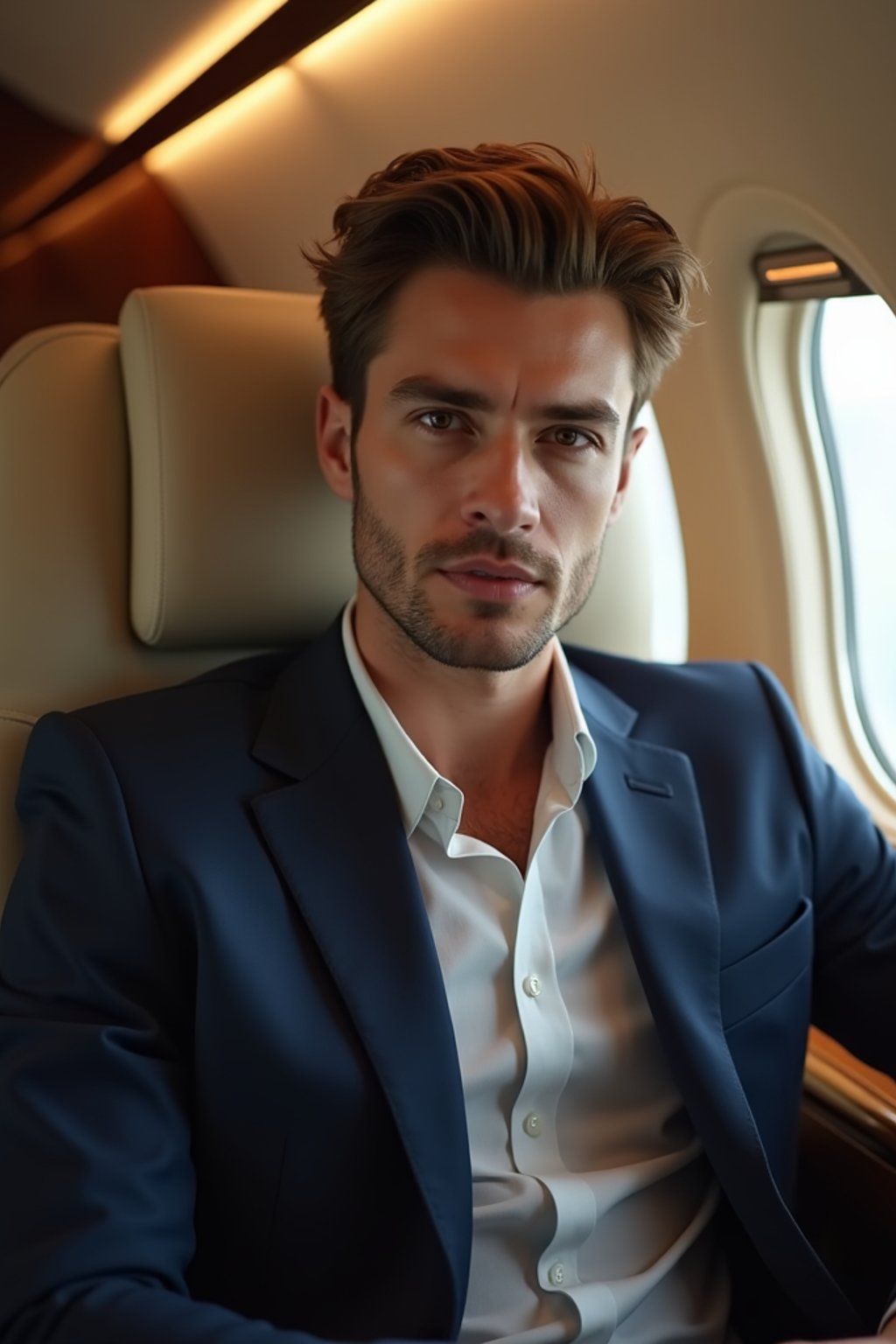 man seated in a Private Jet