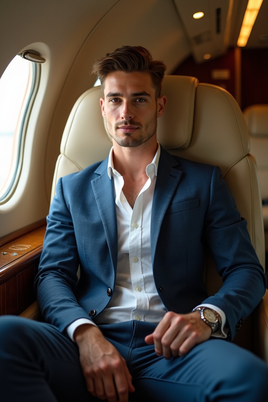 man seated in a Private Jet