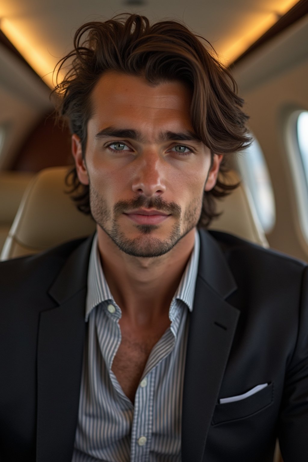 man seated in a Private Jet