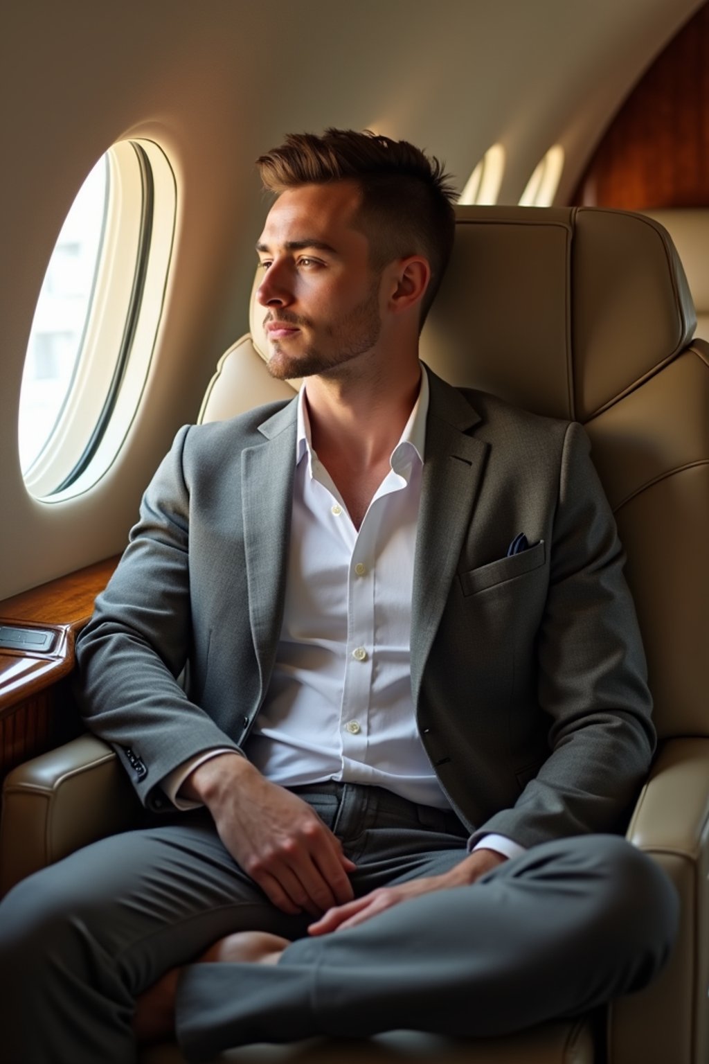 man seated in a Private Jet