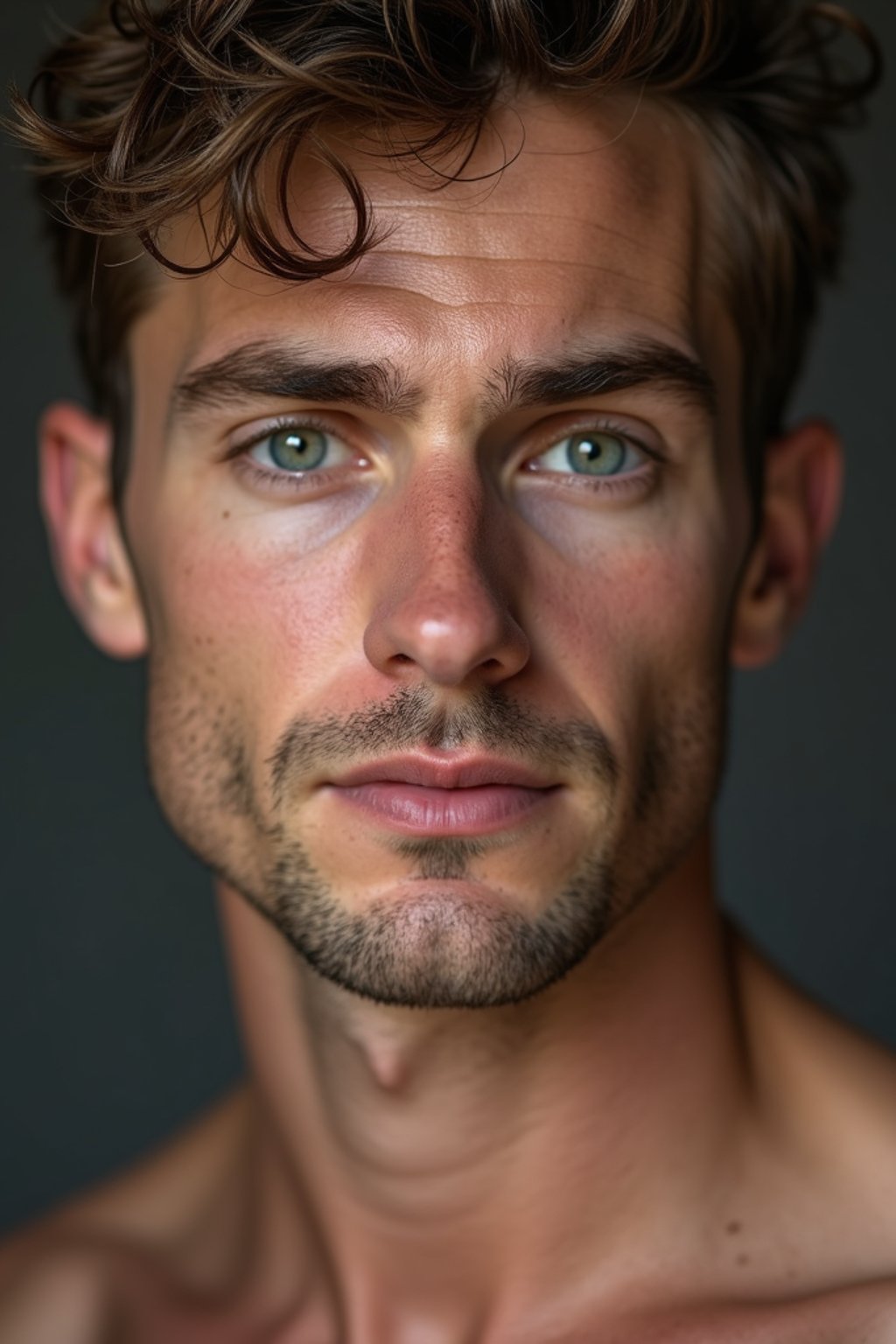 man wearing underwear  in Men's Health  centerfold photoshoot. intact eyes, symmetrical eyes, realistic skin texture. hyper realistic eyes. photorealistic