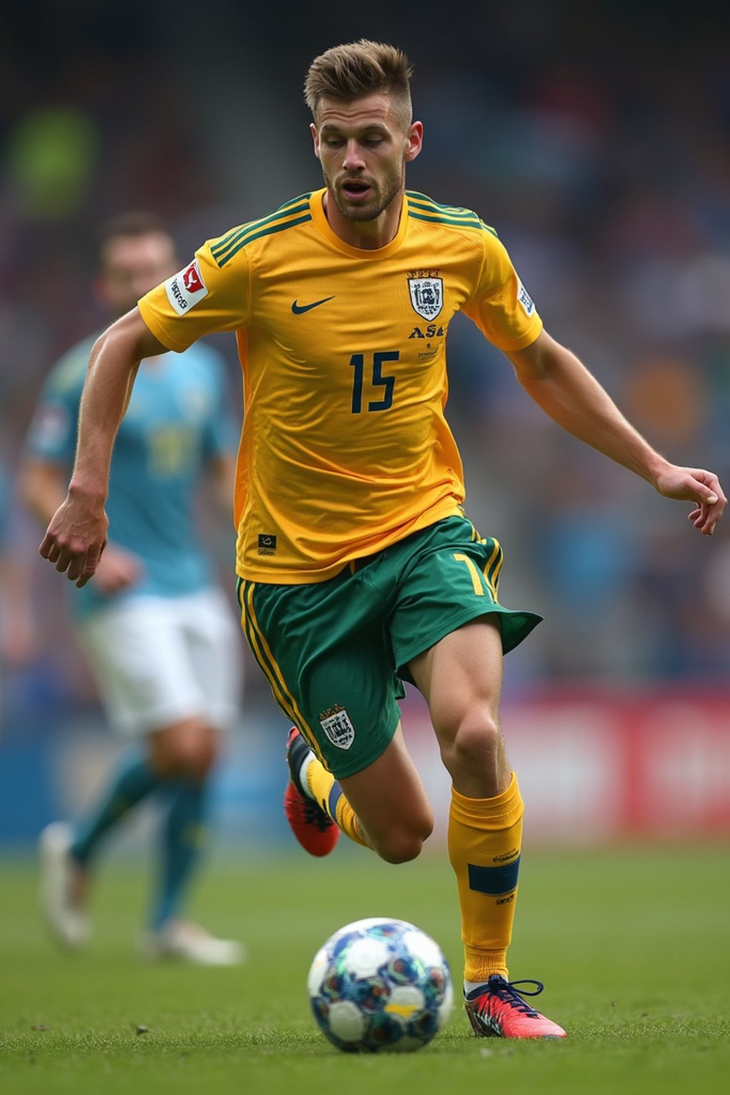 man as Football Player in the FIFA World Cup playing in a Football Match