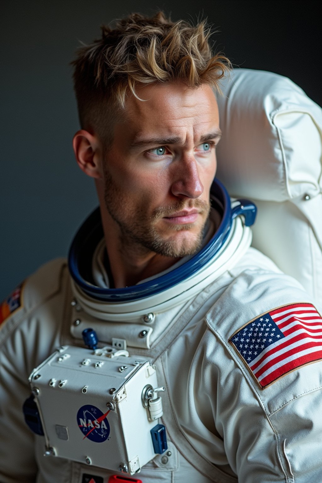 man as NASA Astronaut in space suit