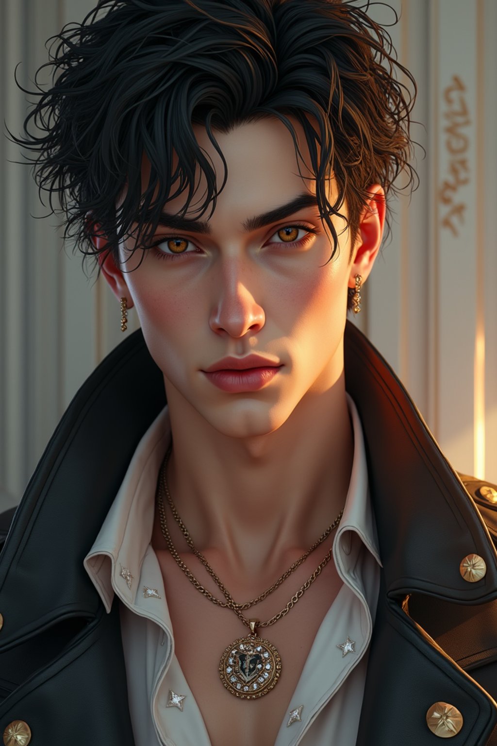 a male man  as a beautiful fashion charming dreamlike man with lv jewelry, character art, art by artgerm lau and wlop and and ilya kuvshinov and john singer sargent, hyperdetailed, 8 k realistic, symmetrical, frostbite 3 engine, cryengine, dof, trending on artstation, digital art