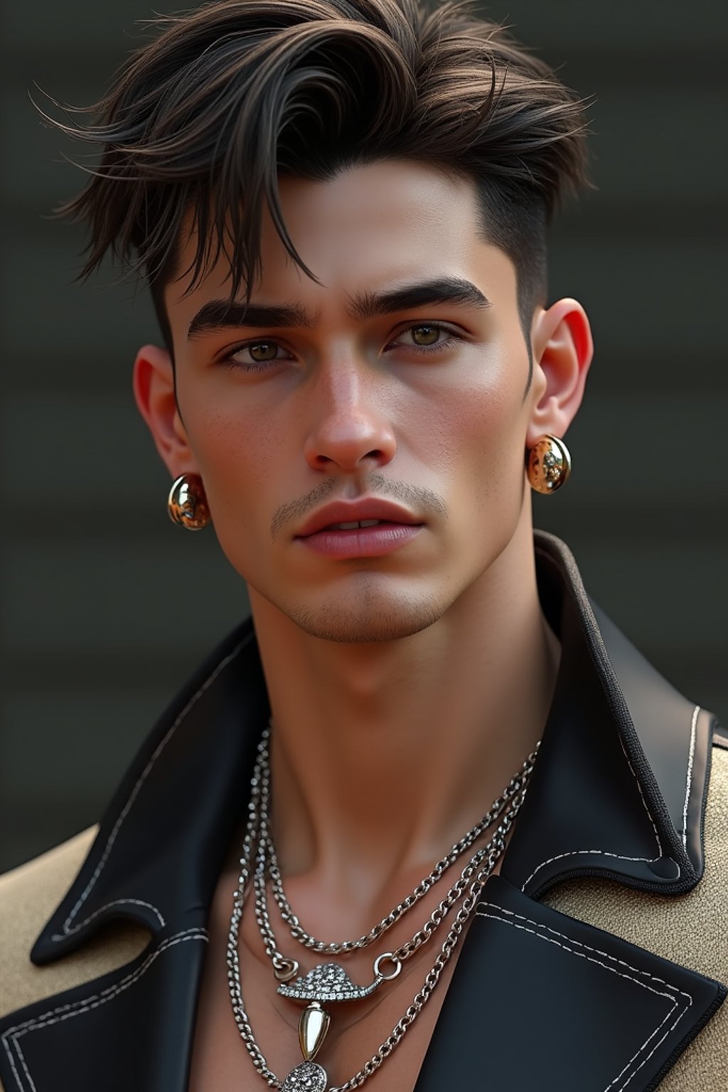 a beautiful fashion charming dreamlike man with lv jewelry, character art, art by artgerm lau and wlop and and ilya kuvshinov and john singer sargent, hyperdetailed, 8 k realistic, symmetrical, frostbite 3 engine, cryengine, dof, trending on artstation, digital art