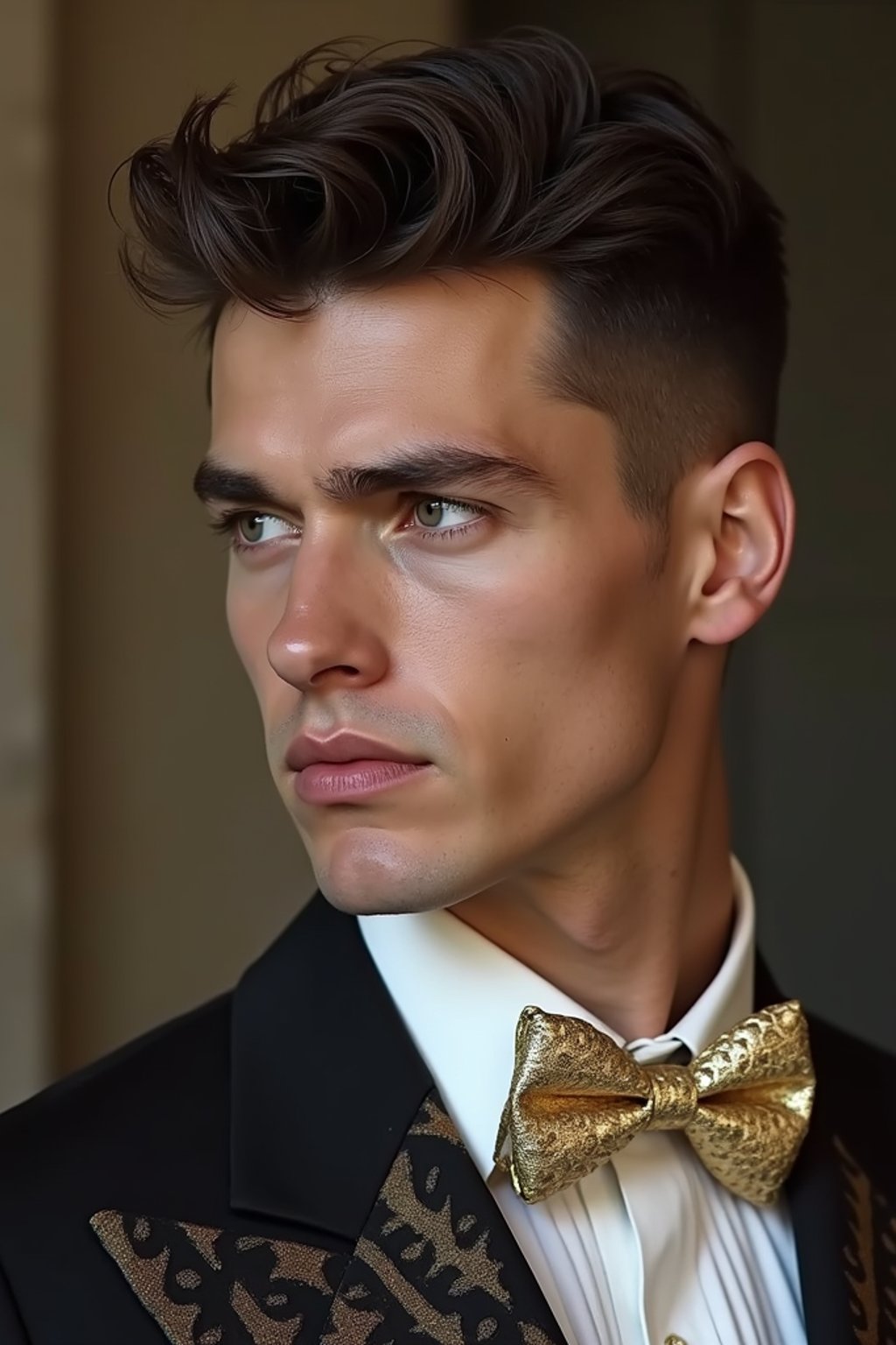 face of man fashion man in fashion show clothes, official balmain editorial