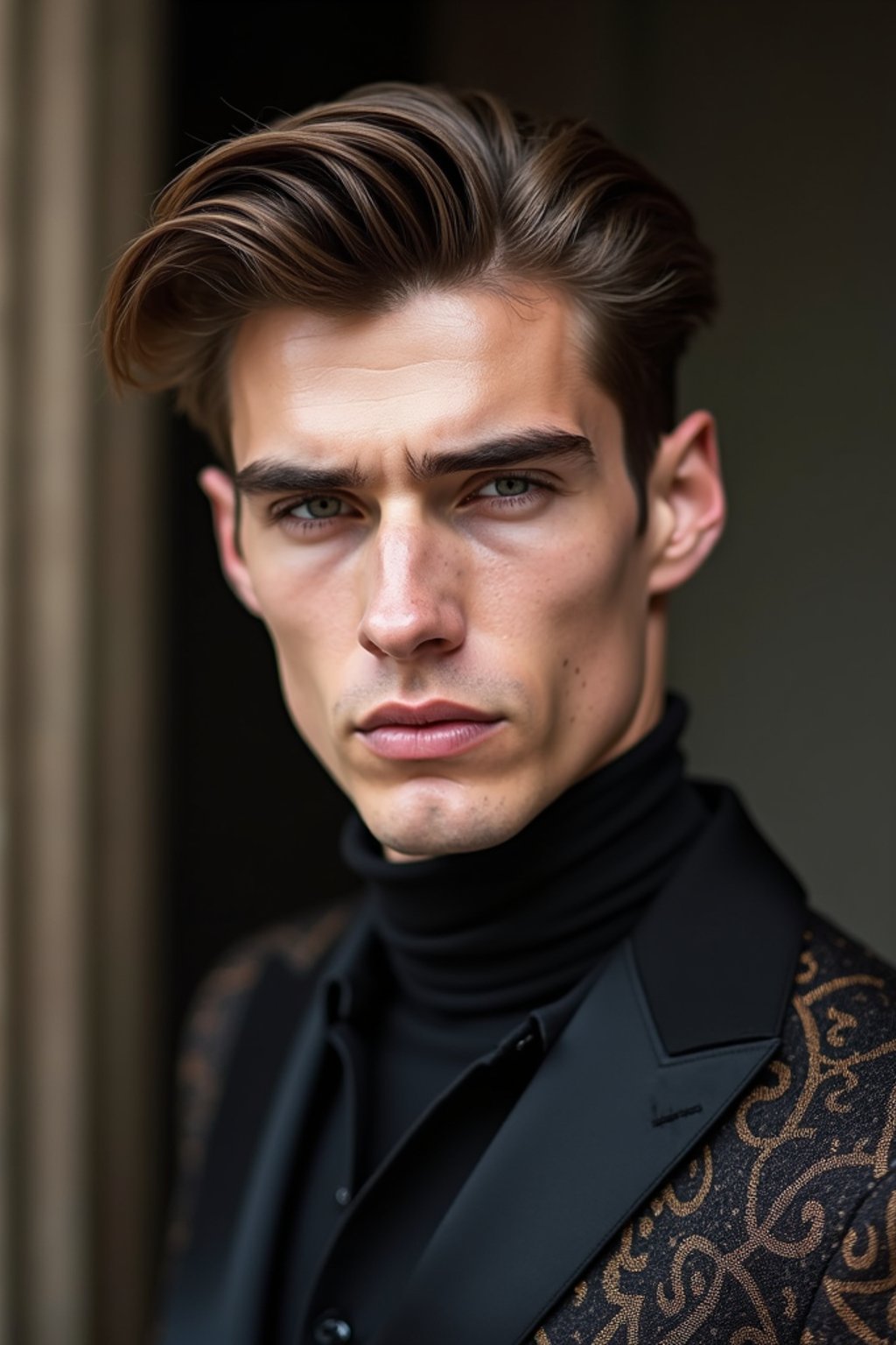 face of man fashion man in fashion show clothes, official balmain editorial