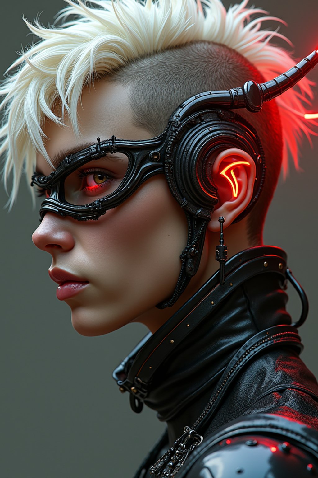 man as a soft lustrous biotech raver gutter punk gothic cyborg, golden ratio, details, scifi, fantasy, cyberpunk, intricate, decadent, digital painting, octane render, artstation, concept art, smooth, sharp focus, illustration, art by artgerm, loish, wlop