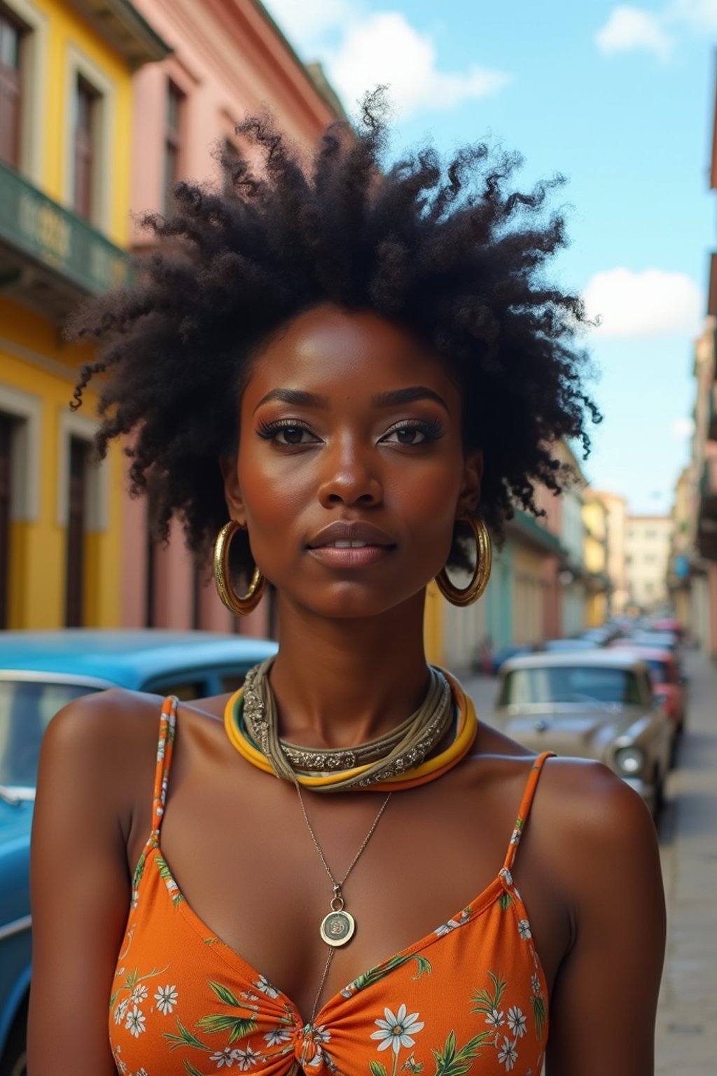 woman as digital nomad in Havana with the colorful old town in the background