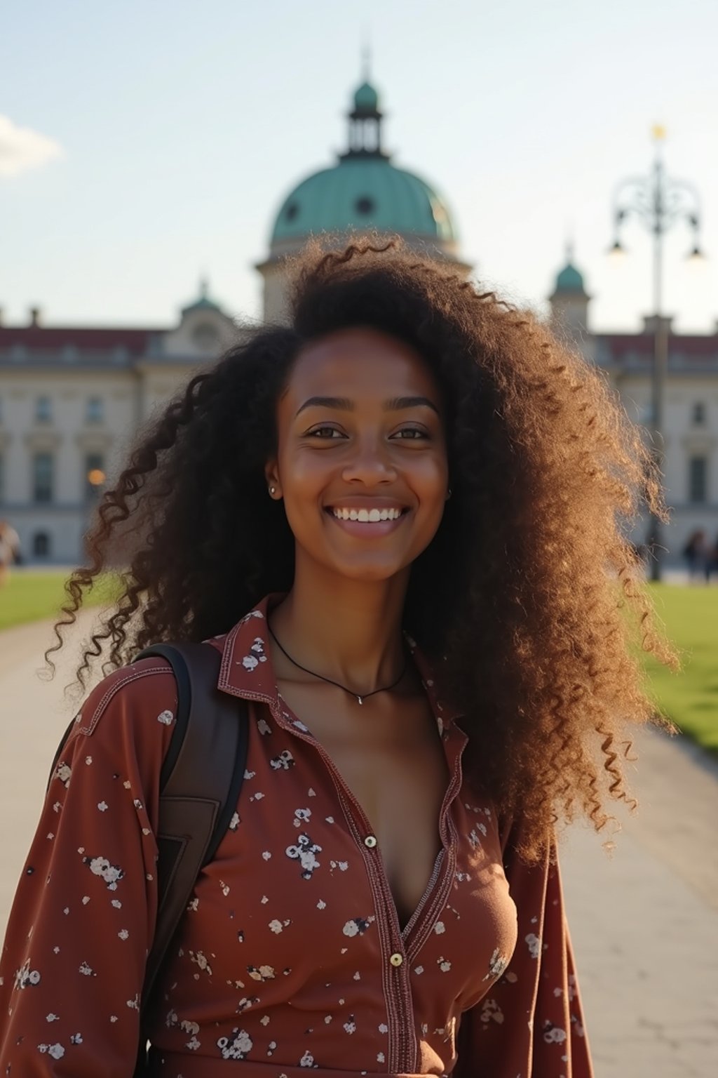 woman as digital nomad in Vienna with the Schönbrunn Palace in the background