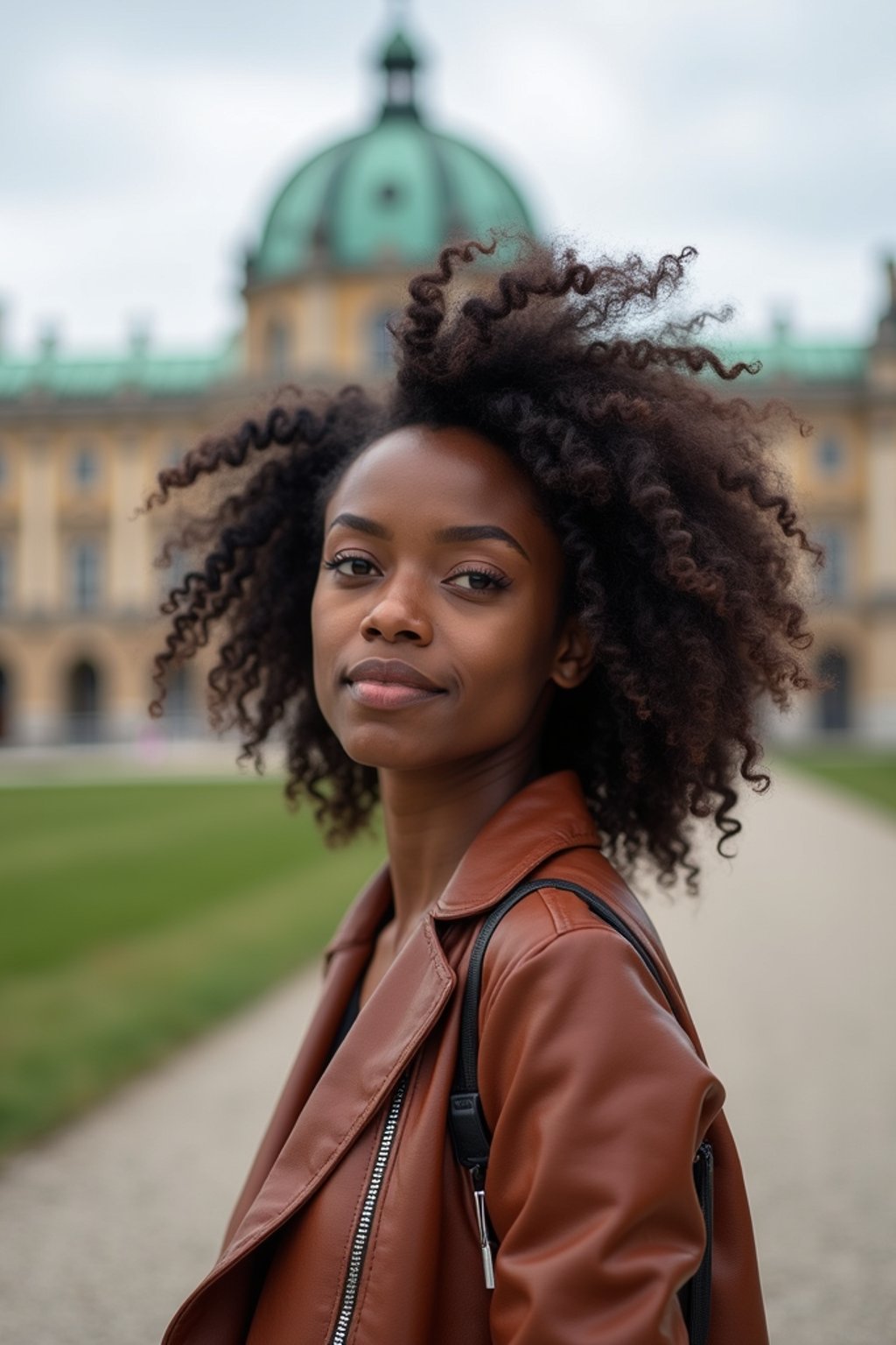 woman as digital nomad in Vienna with the Schönbrunn Palace in the background