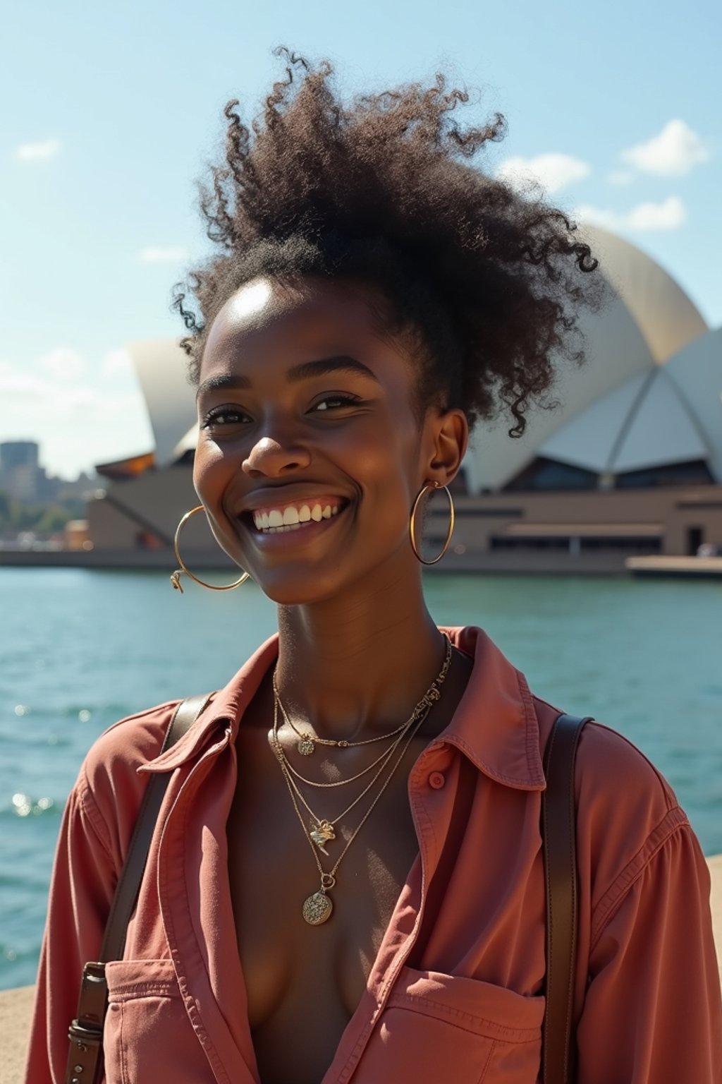 woman as digital nomad in Sydney with the Sydney Opera House in the background