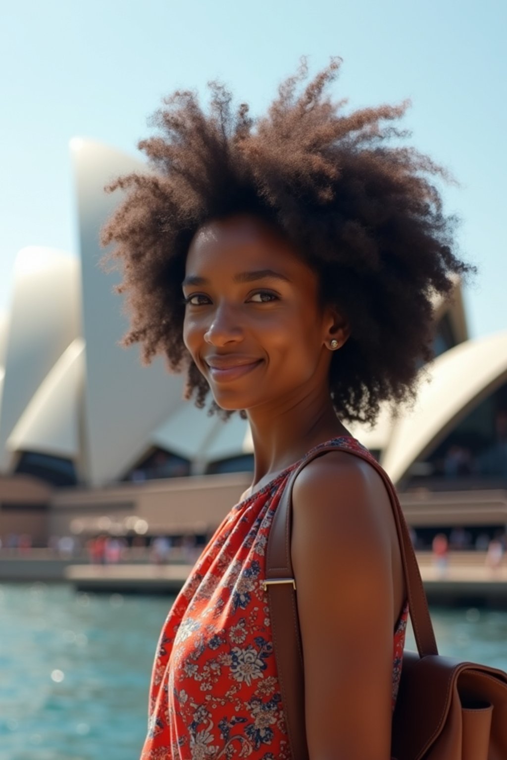 woman as digital nomad in Sydney with the Sydney Opera House in the background