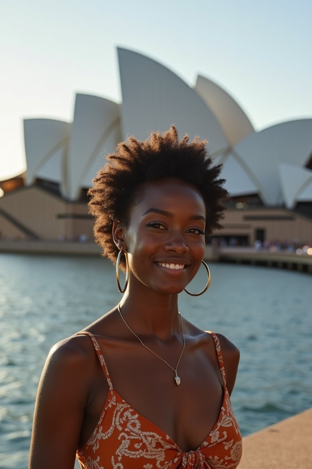 woman as digital nomad in Sydney with the Sydney Opera House in the background