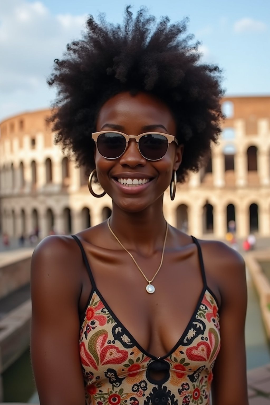 woman as digital nomad in Rome with the Colosseum in the background