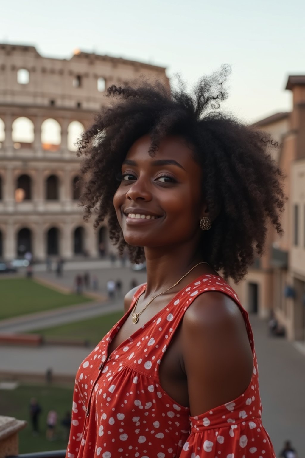 woman as digital nomad in Rome with the Colosseum in the background